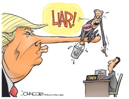 Political Cartoon U.S. Trump Meadows Cohen testimony