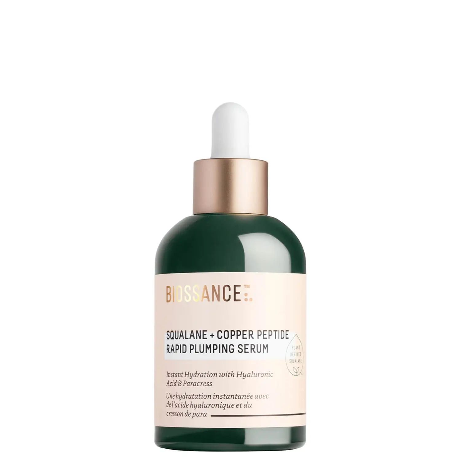 Rapid Plumping Serum with Unproven Skin Care Ingredients Biossance Squalane and Copper Peptide