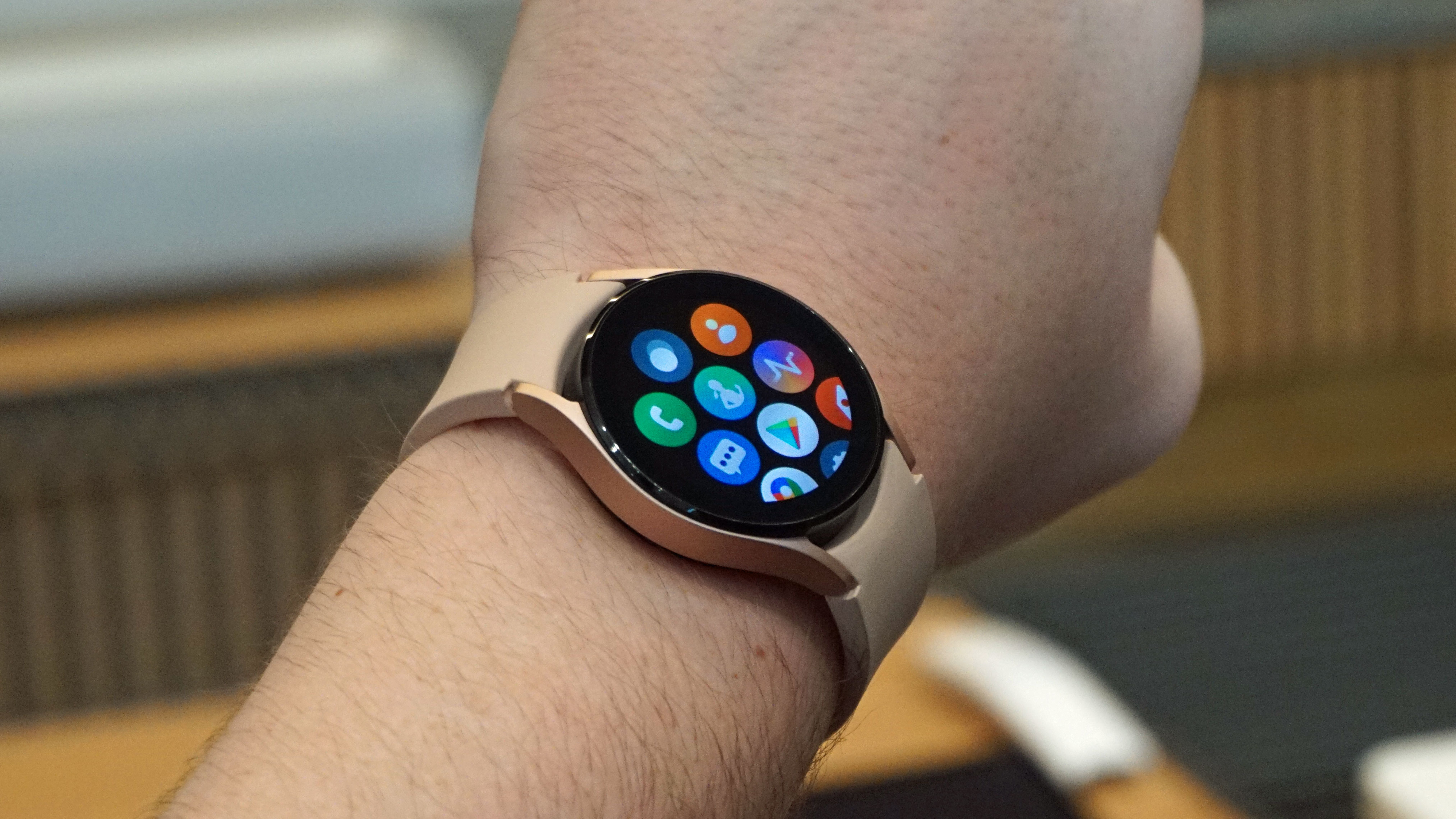 Samsung Galaxy Watch 4 on a person's wrist