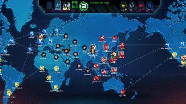 A map showing the impact sites of a fictional deadly pandemic