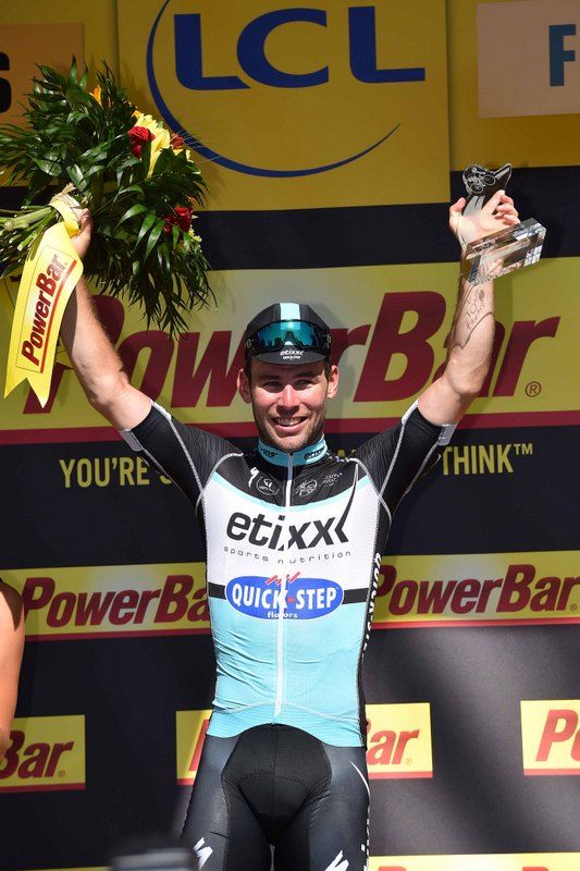 A happy Mark Cavendish (Etixx-Quick Step) on the podium