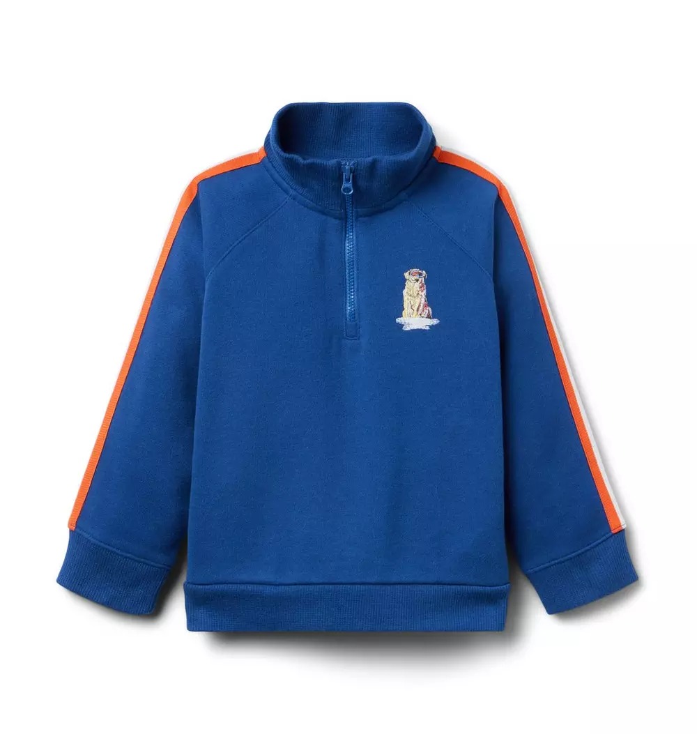 JJ, Gray Malin X Janie and Jack Dog Half Zip Sweatshirt