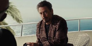 Tony Stark wearing robe in Iron Man 2