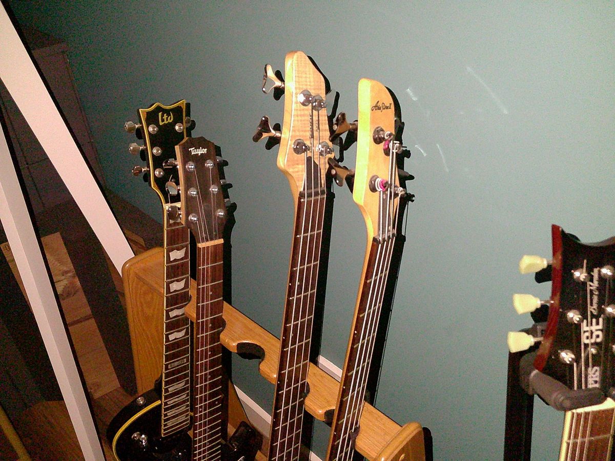 A photo of guitars, taken on a Camp Snap Screen-Free digital camera