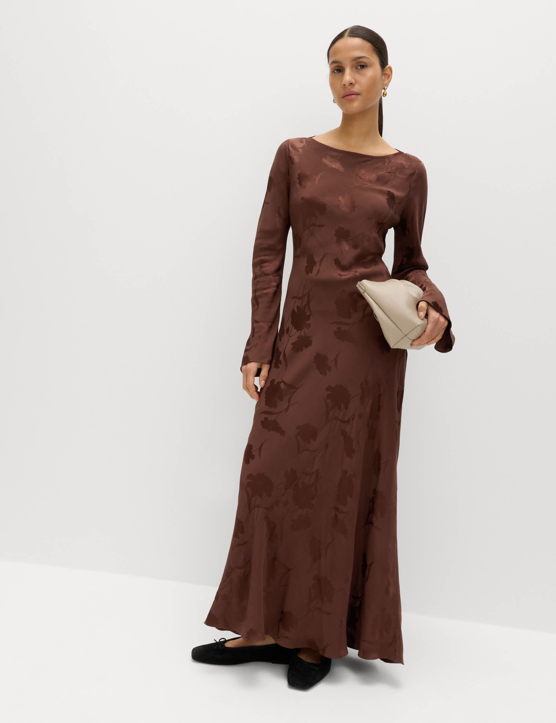 Jacquard Round Neck Midaxi Dress