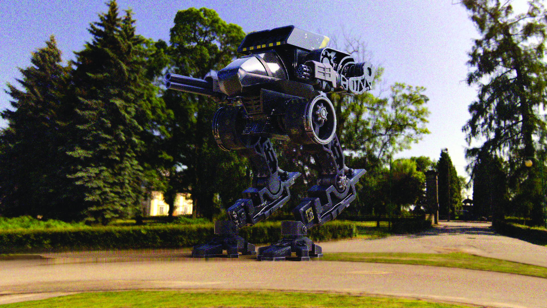 Motionbuilder 2025 review; a mech stands in a field