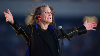 Ozzy Osbourne performs at halftime during the NFL game between the Buffalo Bills and the Los Angeles Rams on September 8, 2022, at SoFi Stadium in Inglewood, CA.