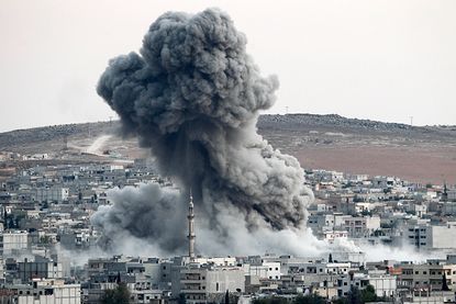 An airstrike in Kobani, Syria.