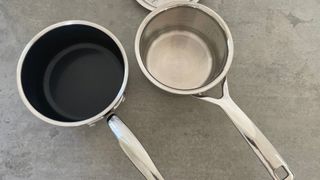 Le Creuset Stainless Steel Pan being tested in the kitchen