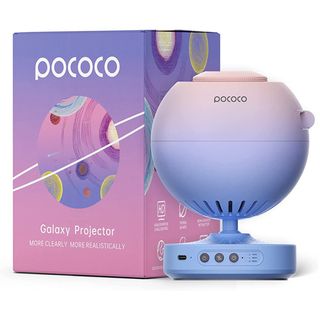 Pococo star projector and packaging on a white background