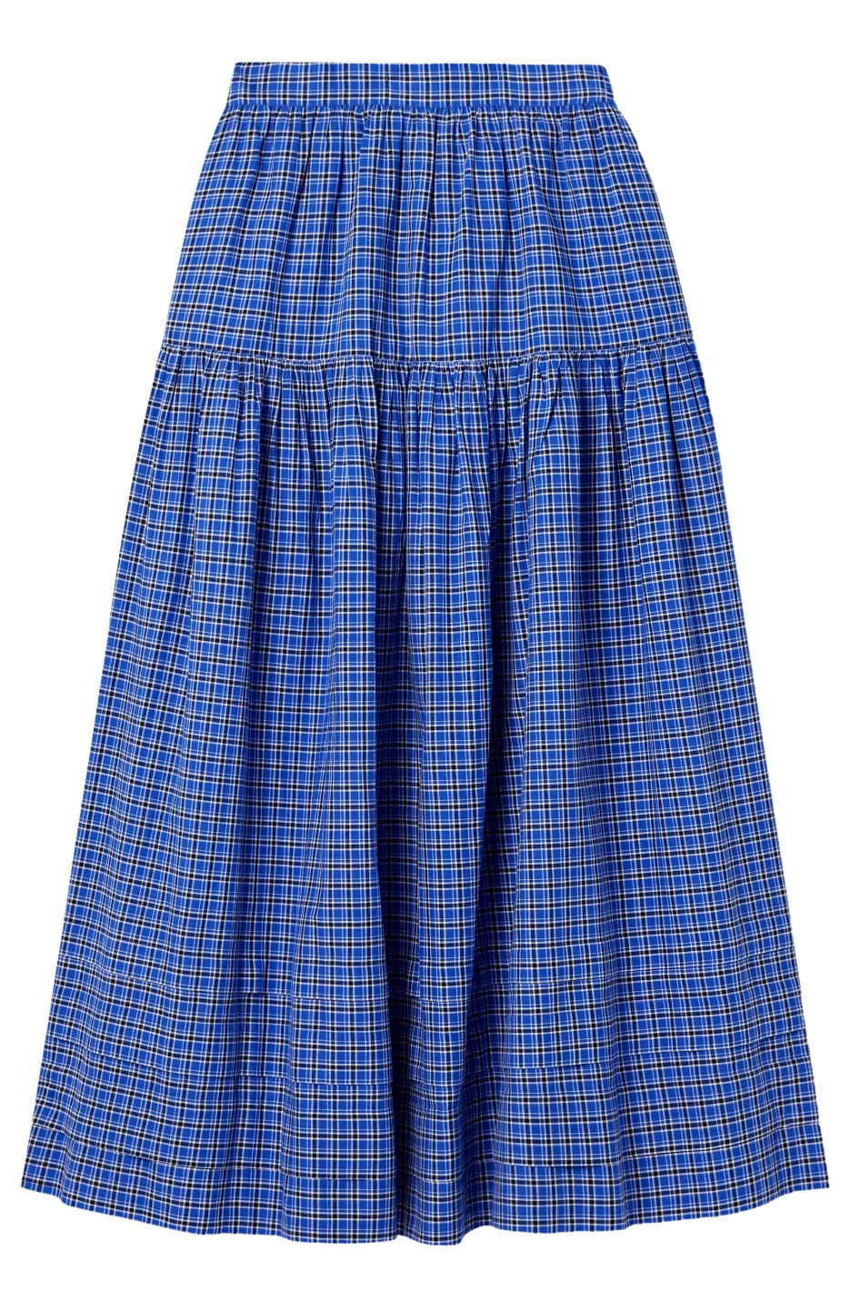 Sebastiane Tiered Checked Voile Midi Skirt