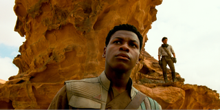 Finn surveying his surroundings in Star Wars: The Rise of Skywalker