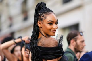 Jourdan Dunn poses for pictures on the red carpet