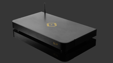 Product shot of the Silent Angel Bremen SL1 Plus network streamer on a dark grey background