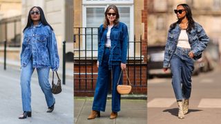 street style models showing how to style a denim jacket with double denim