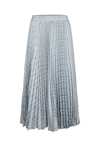 Self Striped Blue Pleated Midi Skirt - was £65, now £48.75