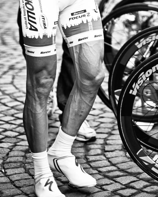 The legs of Katusha's Aleksandr Kuschynski