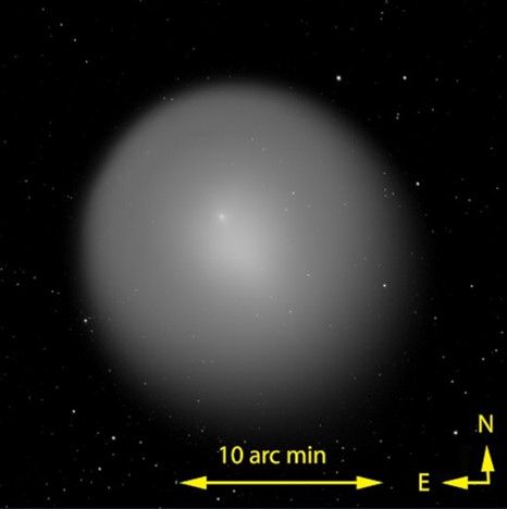 The dramatic outburst of Comet 17P/Holmes, seen in October 2007.