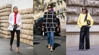 A composite of street style influencers showing the best trousers to wear in paris