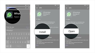 Tap on WhatsApp, tap on install, and tap the open button.