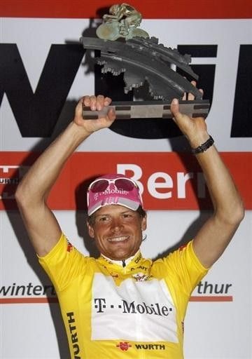 Jan Ullrich (T-Mobile) is happy at being on the podium again