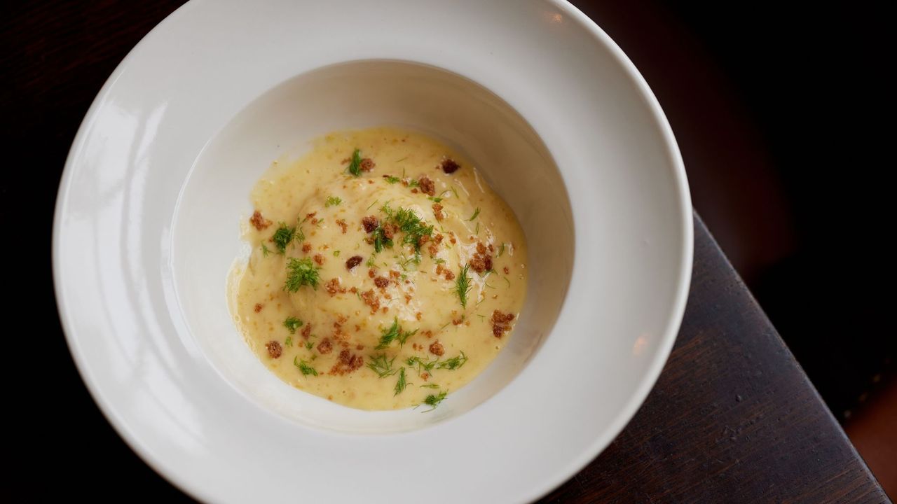 Egg yolk raviolo and bottarga butter