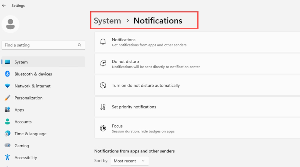 How to access the Notifications settings page.