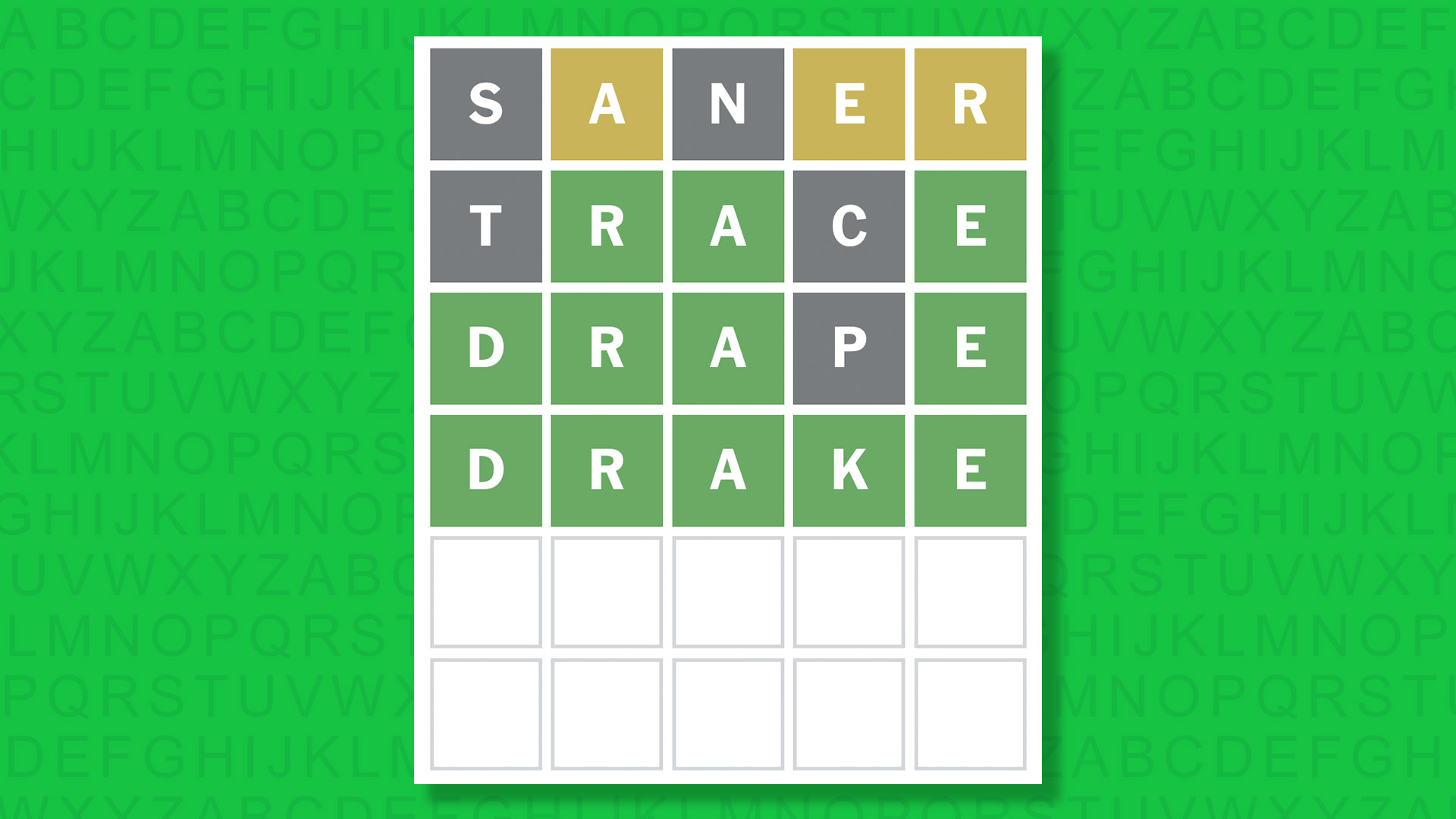 NYT Wordle answer for game 1827 on a green background
