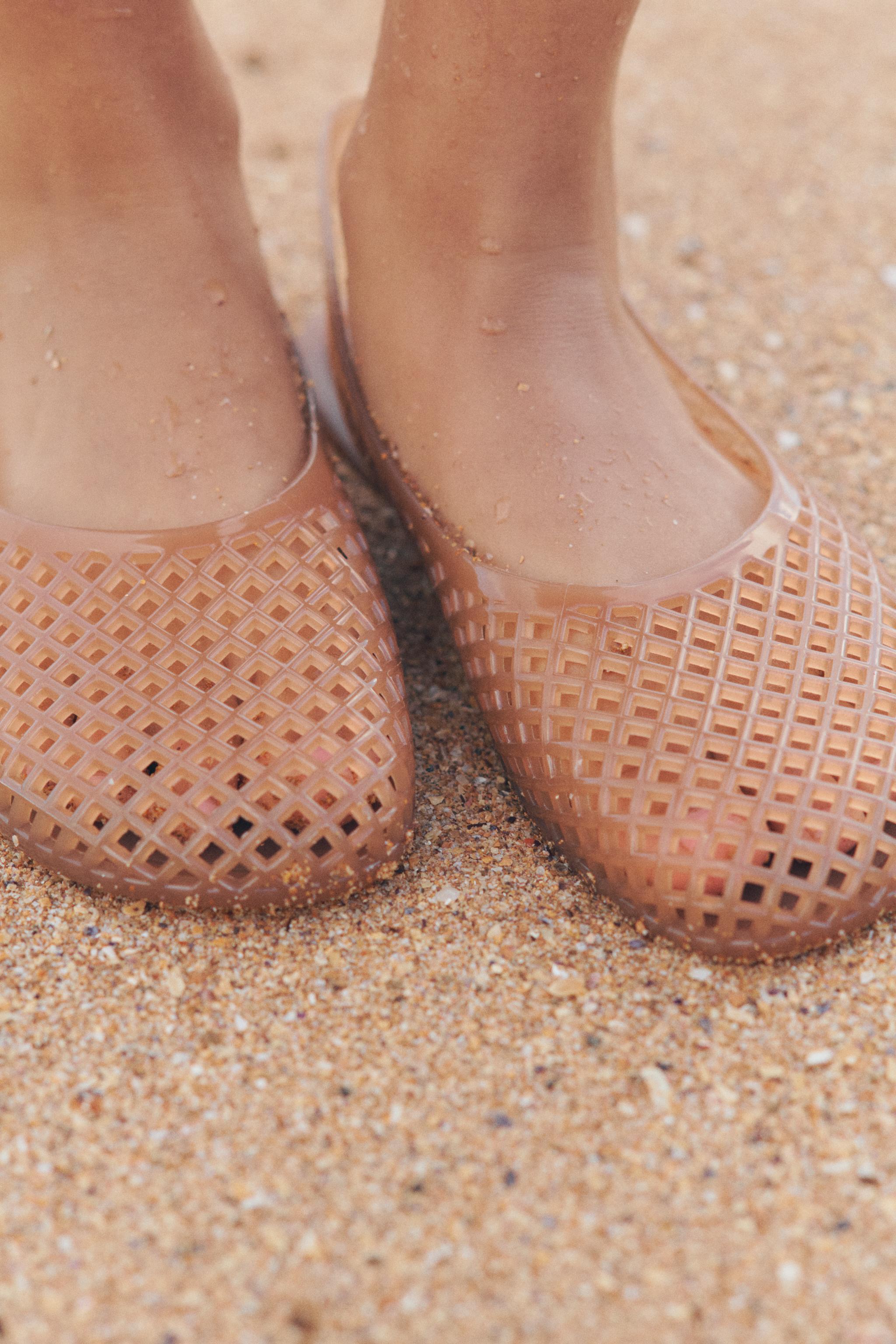 Rubberised-Effect Slingback Shoes