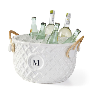 white wine chiller with bamboo handles