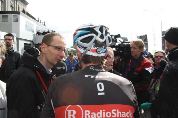 Frank Schleck faces the media at Liege