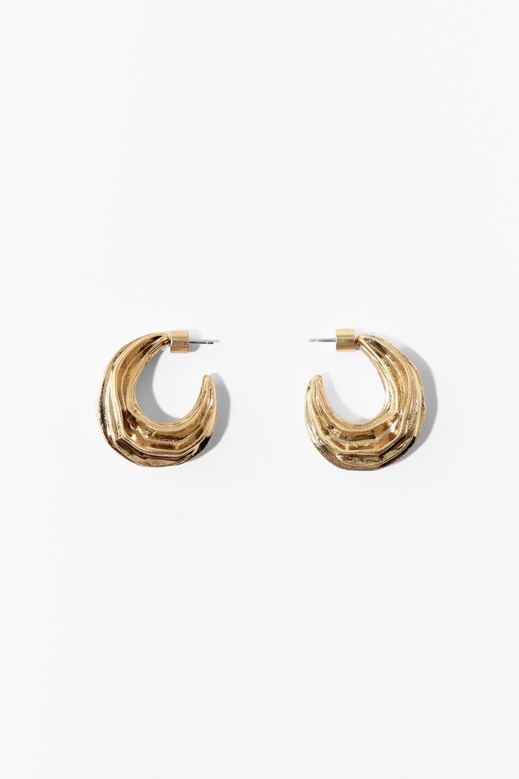 ZARA, Textured Medium Hoop Earrings