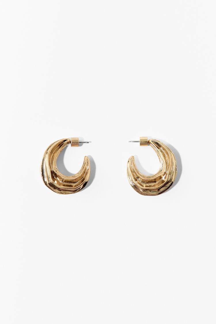 ZARA, Textured Medium Hoop Earrings