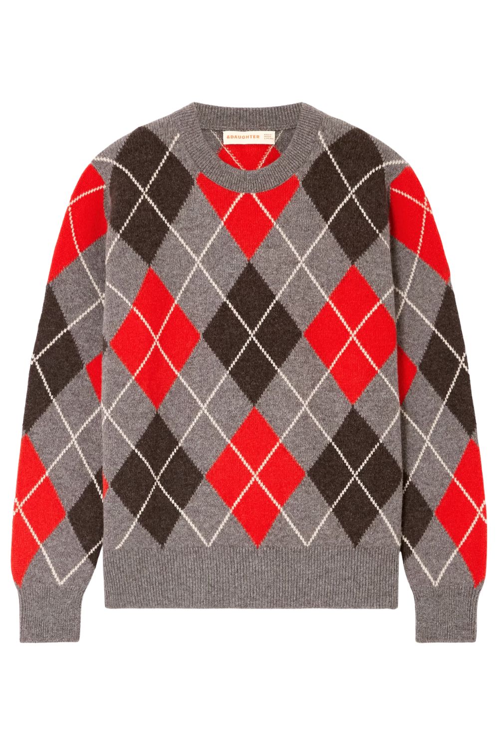 &amp;amp;Daughter Argyle checked wool sweater
