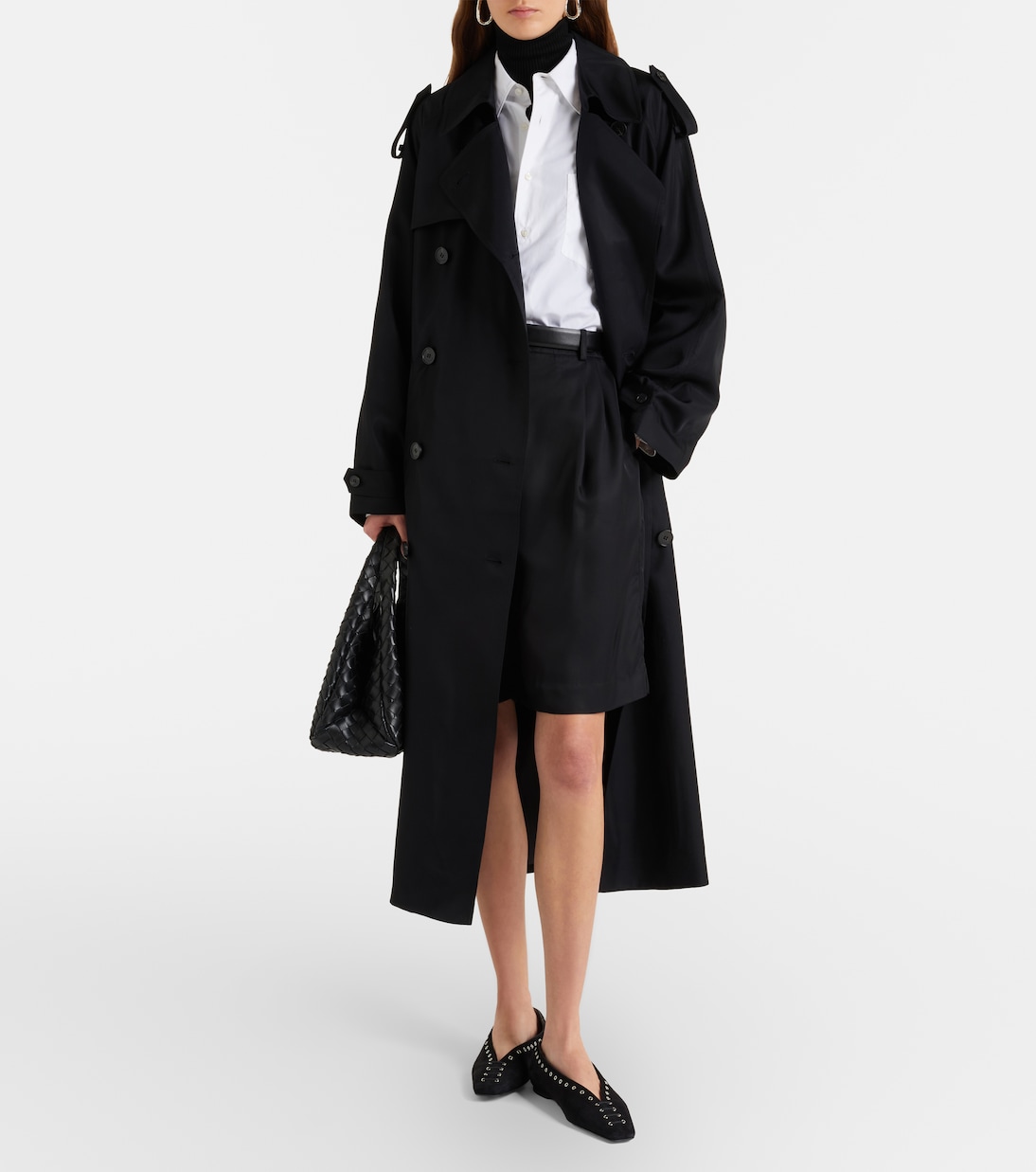 Marfa Pleated Twill Bermuda Shorts in Black - the Frankie Shop