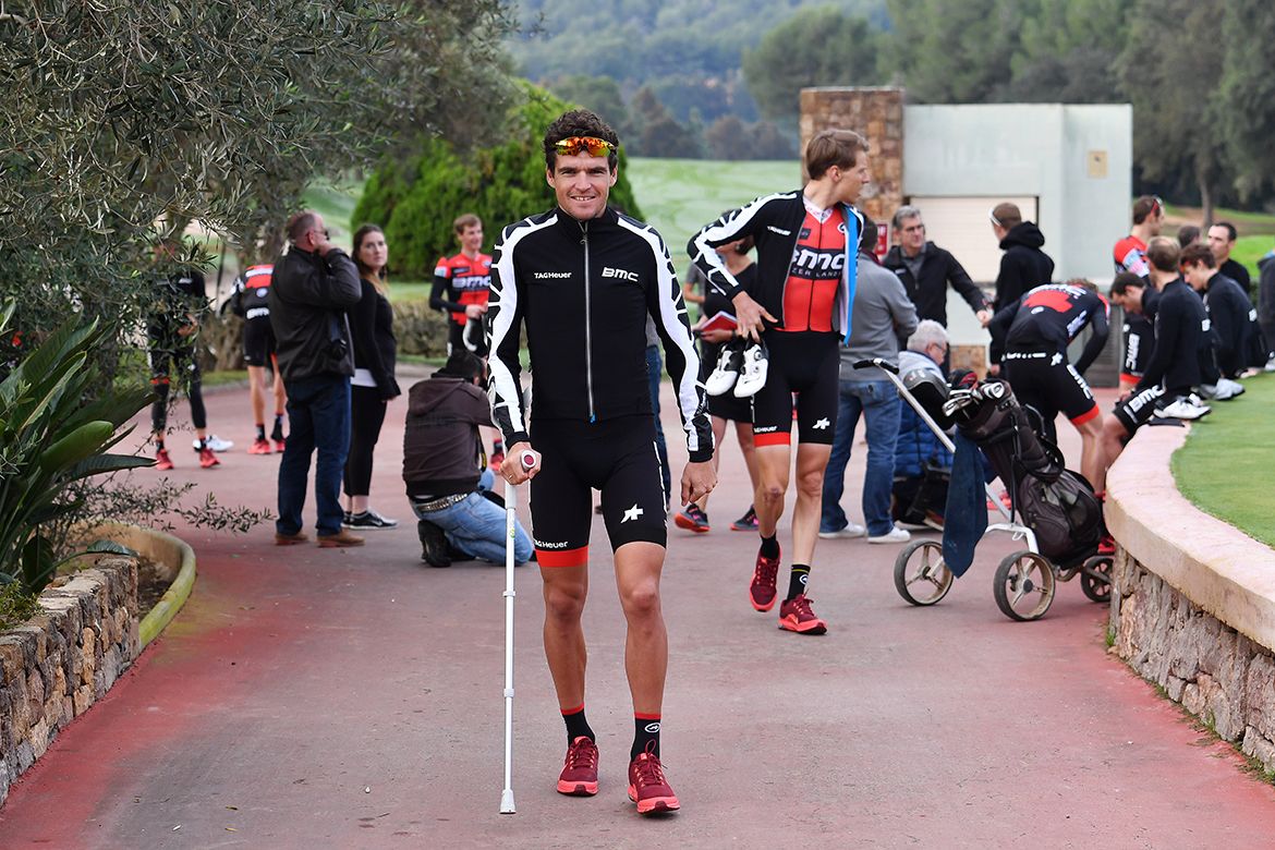 Greg Van Avermaet was still walking with a cane after ankle surgery