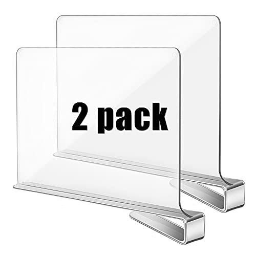 Okydoky Acrylic Shelf Dividers for Closet, Wood Closets Shelf Separator and Organizer, Transparent Closet Organizer Divider for Kitchen Cabinets, Bookcases(2p,uk)