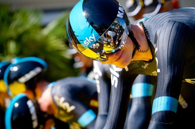 Chris Froome manages a smile before the TTT at the Tour de France