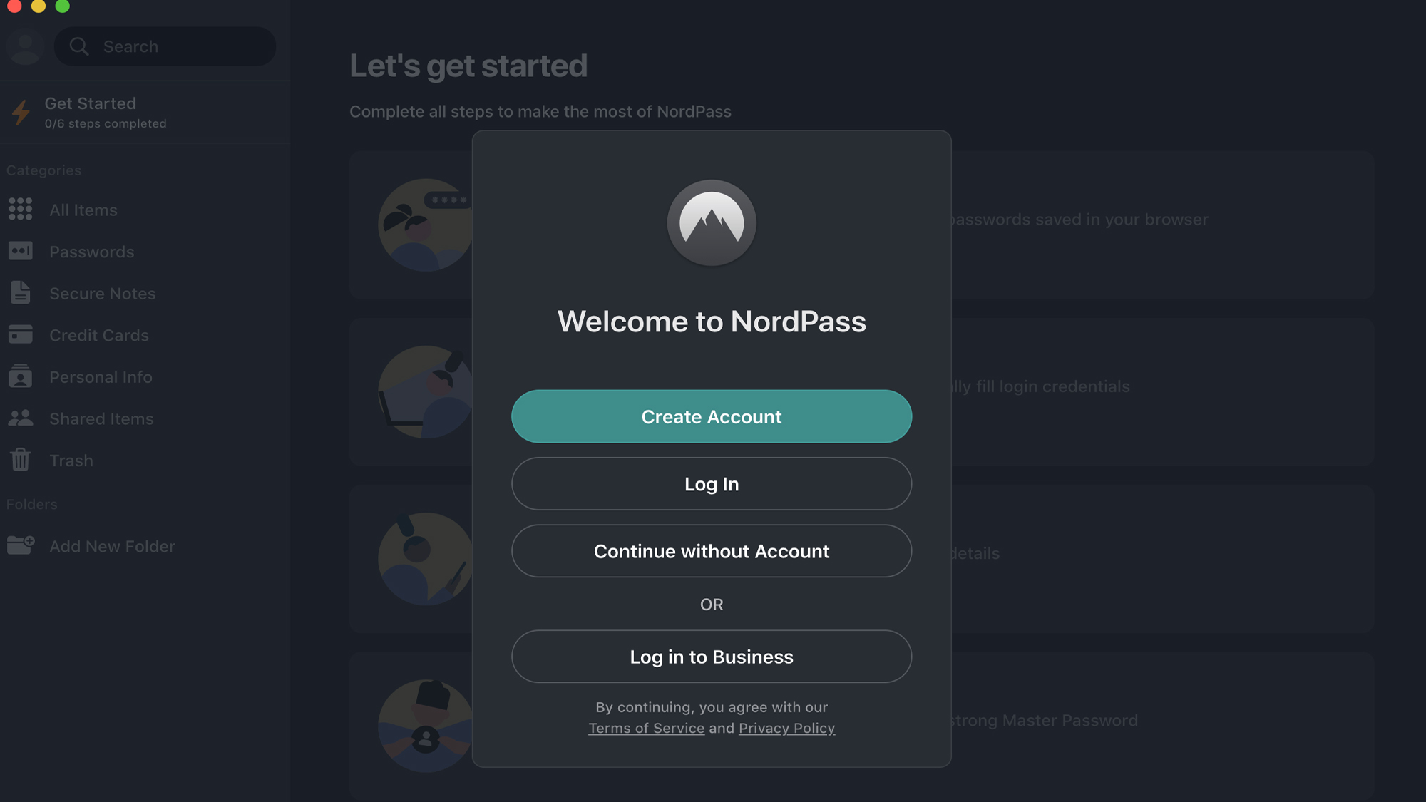 NordPass password manager account setup