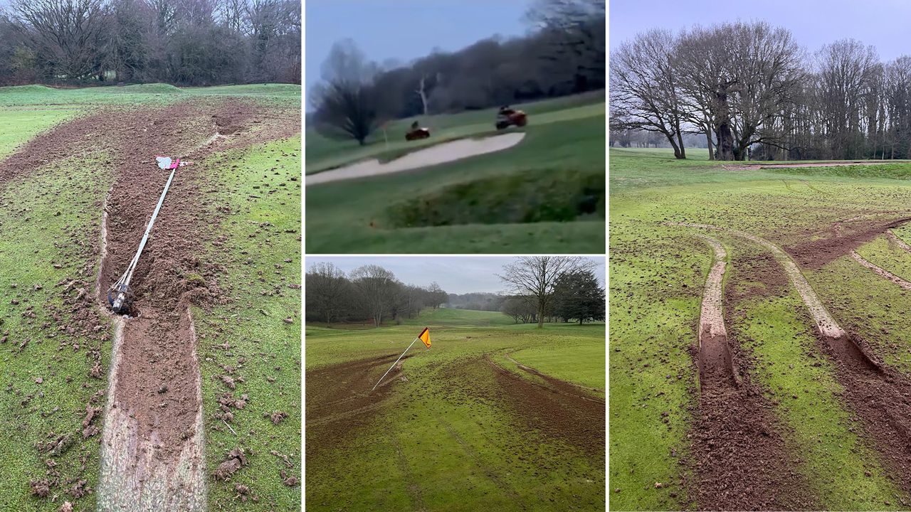 Pictures of the damage caused to Thorndon Park Golf Club after people on quad bikes rode onto the course