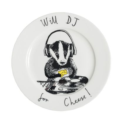 plate with jimbobart and squirrel with white