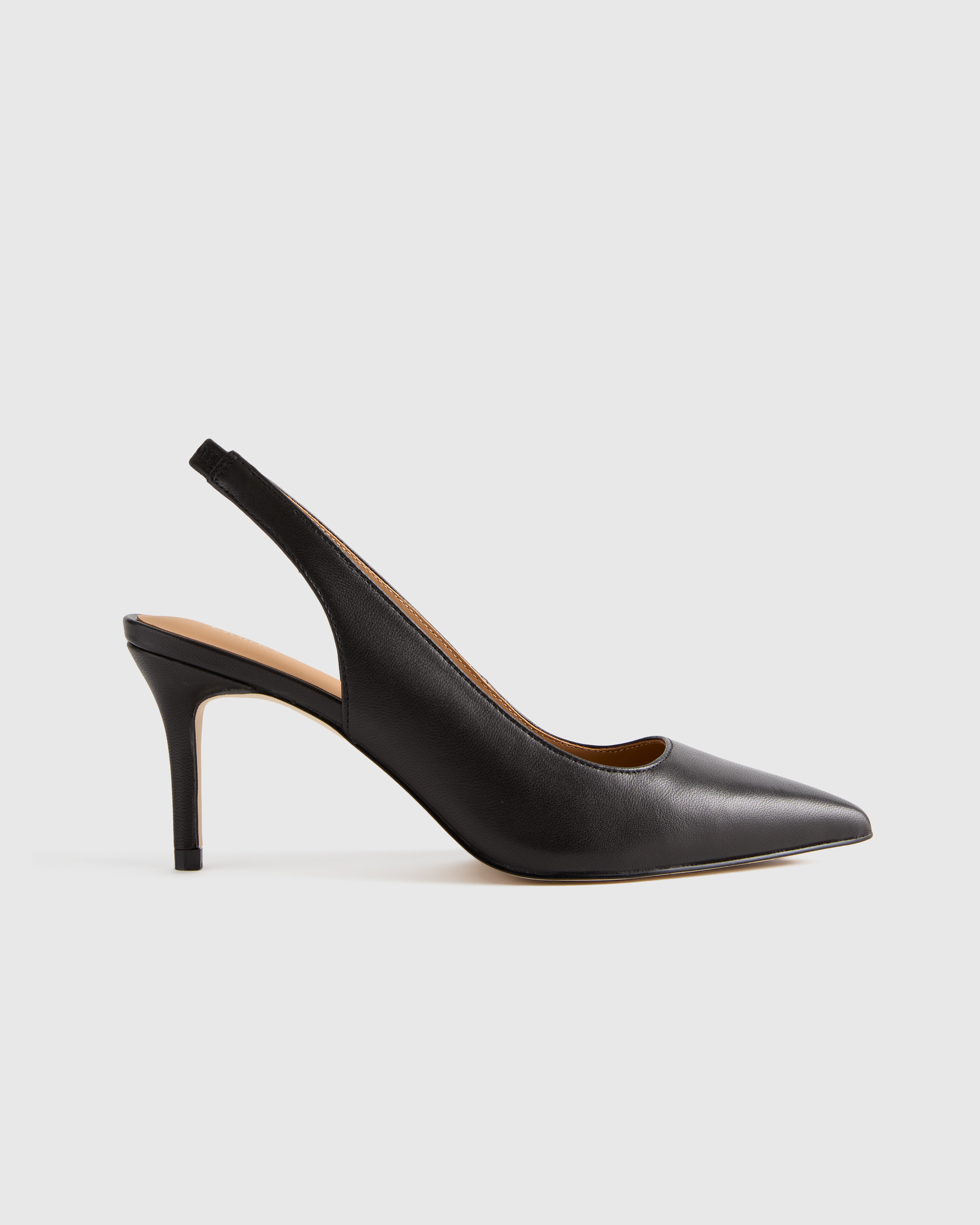 Italian Leather Slingback 75mm Heel in Shiny Silver