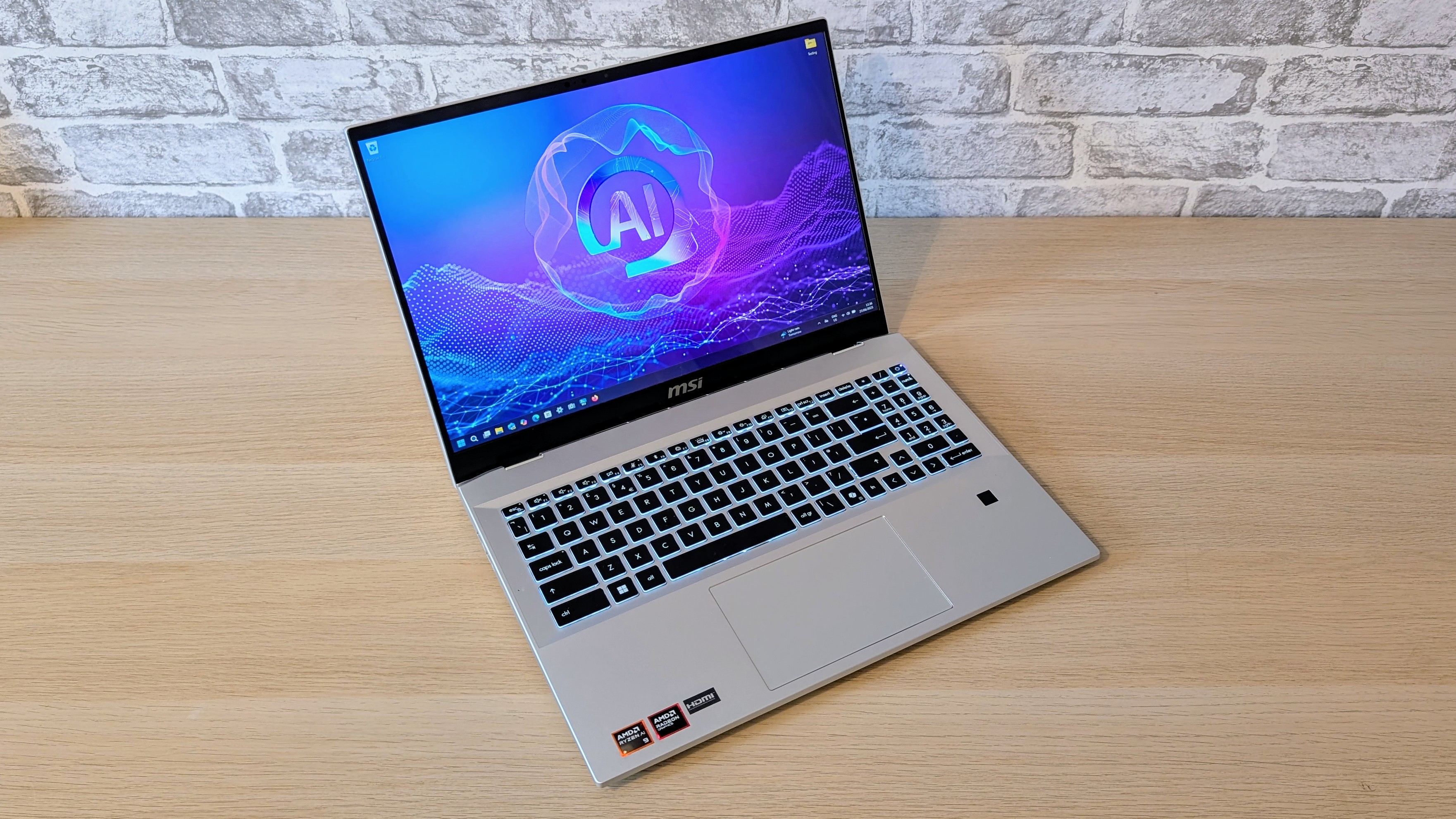 The MSI Prestige A16 AI+ on a desk