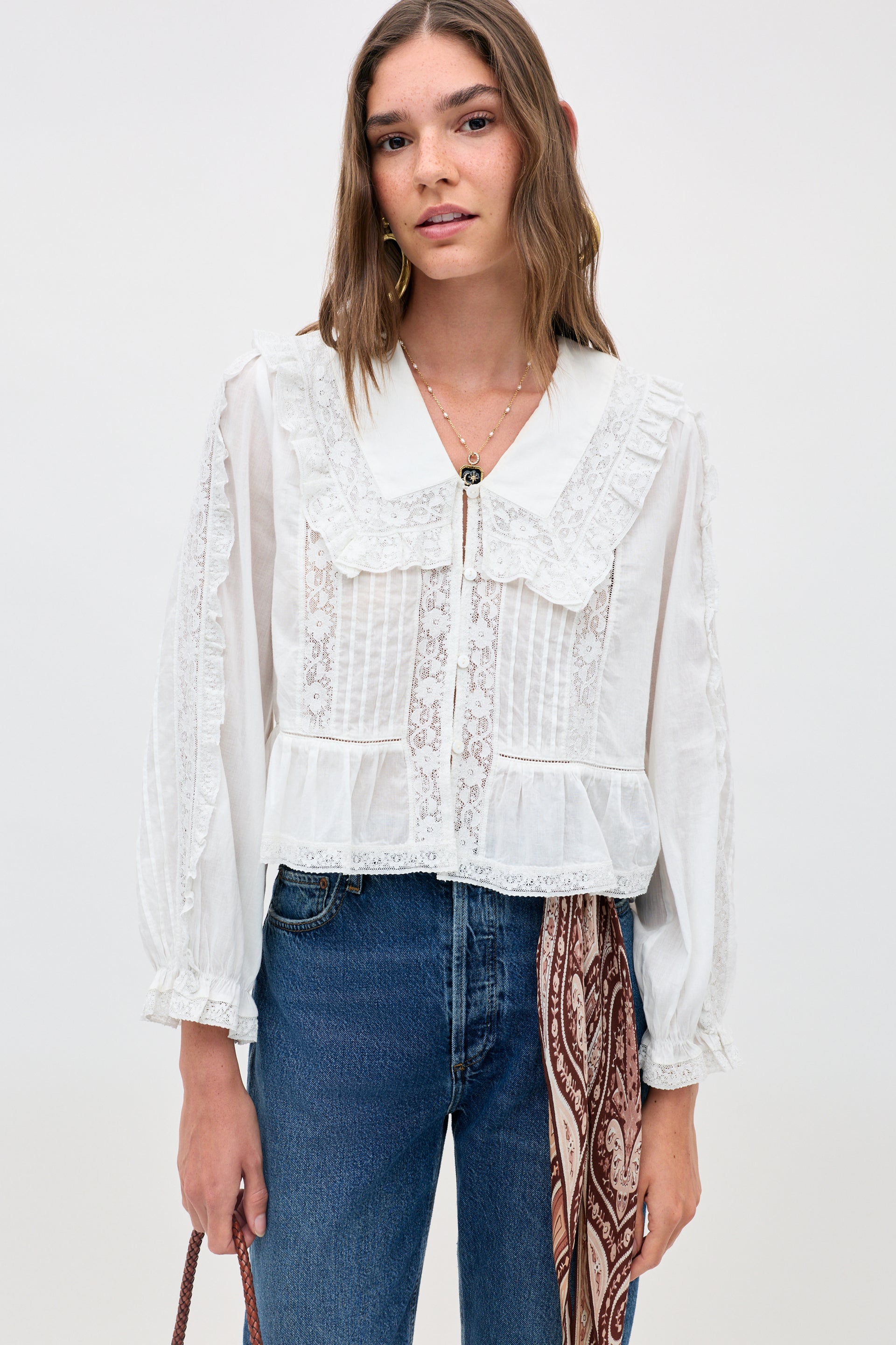 Maribelle Cotton Blouse in Ivory