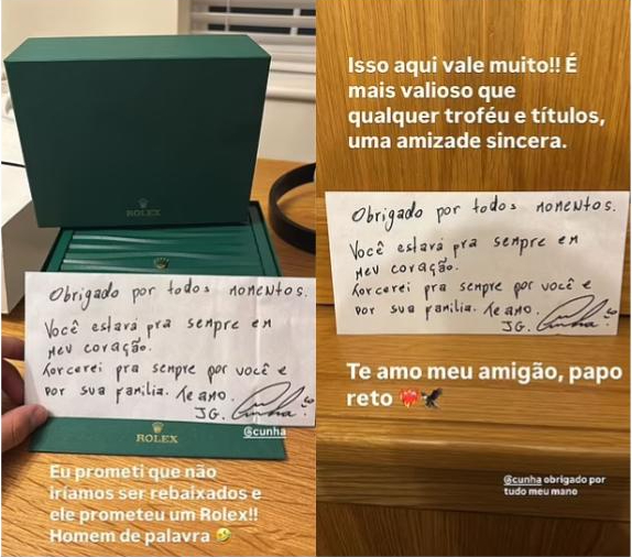 Wolves duo Joao Gomes and Andre revealed they had been gifted Rolex watches from Cunha