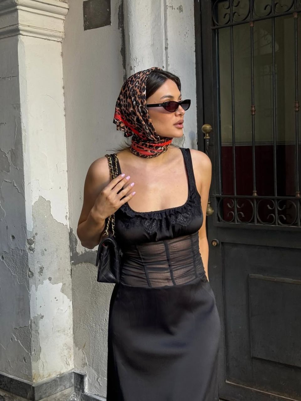 An image of @borislavasekova depicting her wearing a bandana