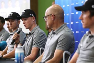 Chris Froome (Team Sky) meets with the press ahead of the Grand Depart at the 2018 Tour de France