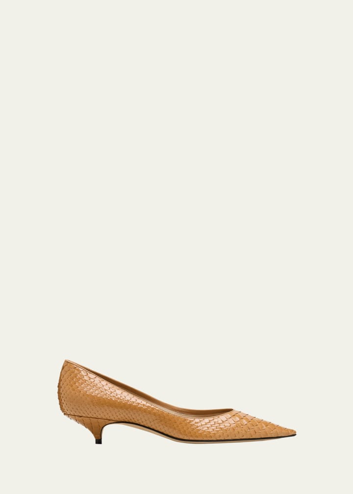 Liisa Snake-Embossed Leather Pumps