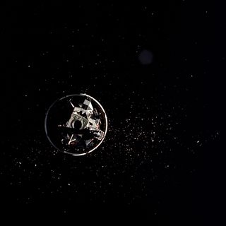 Apollo 17 Lunar Module against a backdrop of stars.