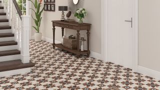 patterned tiled floor in hallway